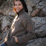 Womens Station Half Zip NZ Wool Jersey - Dark Natural Brown