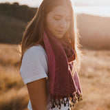 Sherpa Scarf Shawl - Denim Red