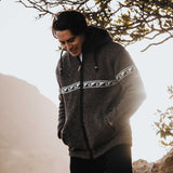 Mens Raglan Wave NZ Wool Jacket - Dark Natural Brown