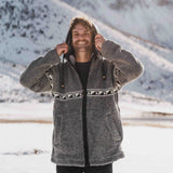 Mens Raglan Wave NZ Wool Jacket - Stone Grey