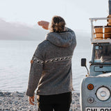 Mens Raglan Wave NZ Wool Jacket - Stone Grey