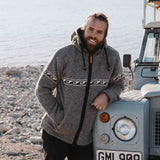 Mens Raglan Wave NZ Wool Jacket - Stone Grey