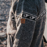 Mens Raglan Wave NZ Wool Jacket - Stone Grey