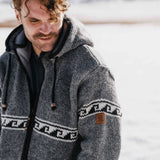 Mens Raglan Wave NZ Wool Jacket - Stone Grey