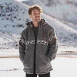 Mens Raglan Wave NZ Wool Jacket - Stone Grey