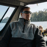 Mens Station Half Zip NZ Wool Jersey - Charcoal Grey