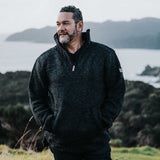 Mens Station Half Zip NZ Wool Jersey - Charcoal