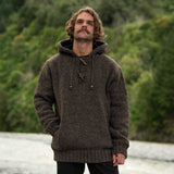 Mens Coastal NZ Wool Jersey - Dark Natural Brown
