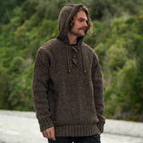 Mens Coastal NZ Wool Jersey - Dark Natural Brown