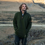 Mens Station Half Zip NZ Wool Jersey - Forest Green