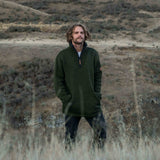 Mens Station Half Zip NZ Wool Jersey - Forest Green