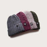 Merino Wool Cable Beanie - Black