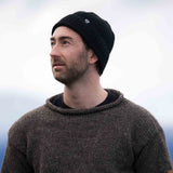 Merino Wool Fisherman Beanie - Black