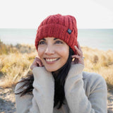 Merino Wool Cable Beanie - Lava