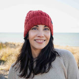 Merino Wool Cable Beanie - Lava
