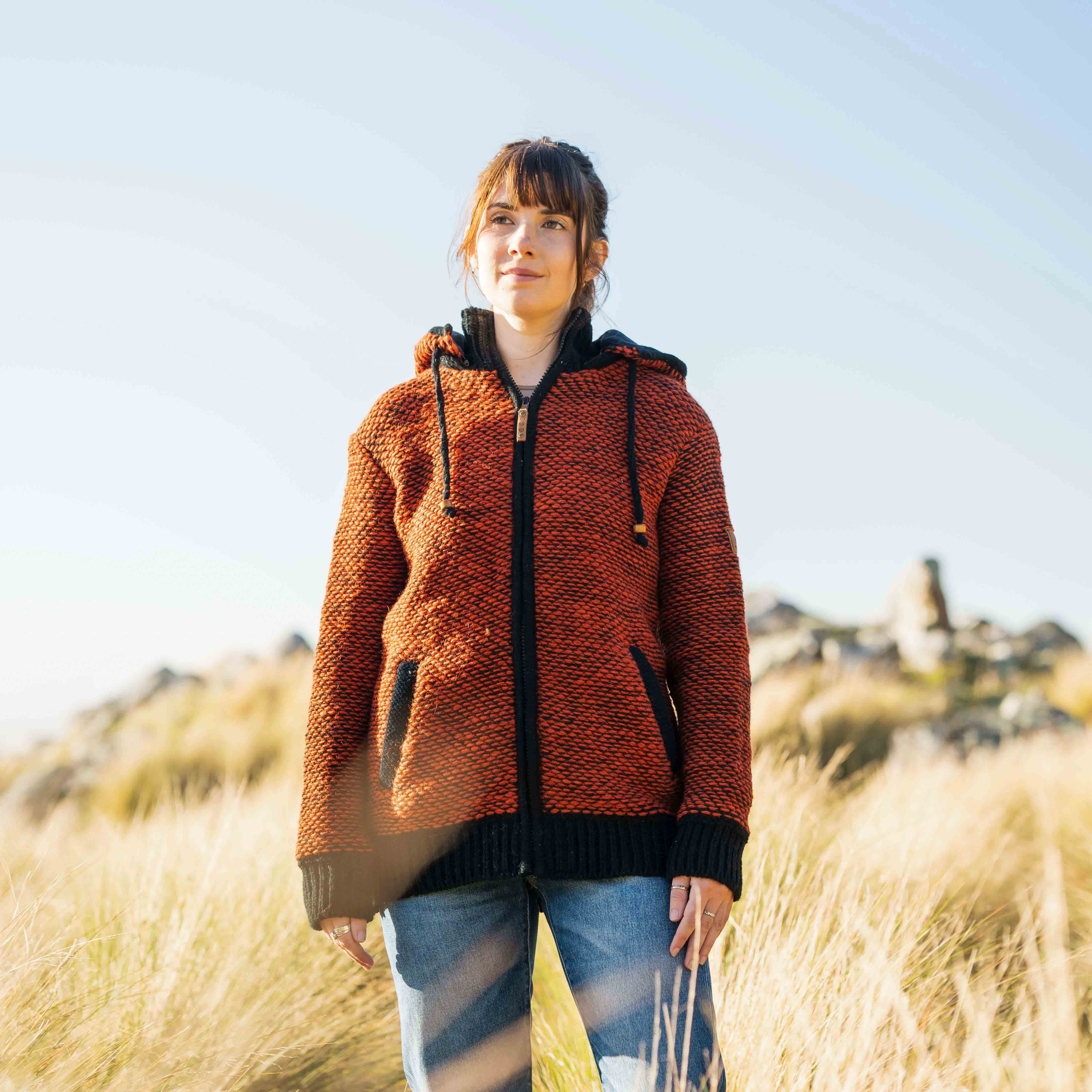 Womens Punakaiki NZ Wool Jacket - Burnt Orange