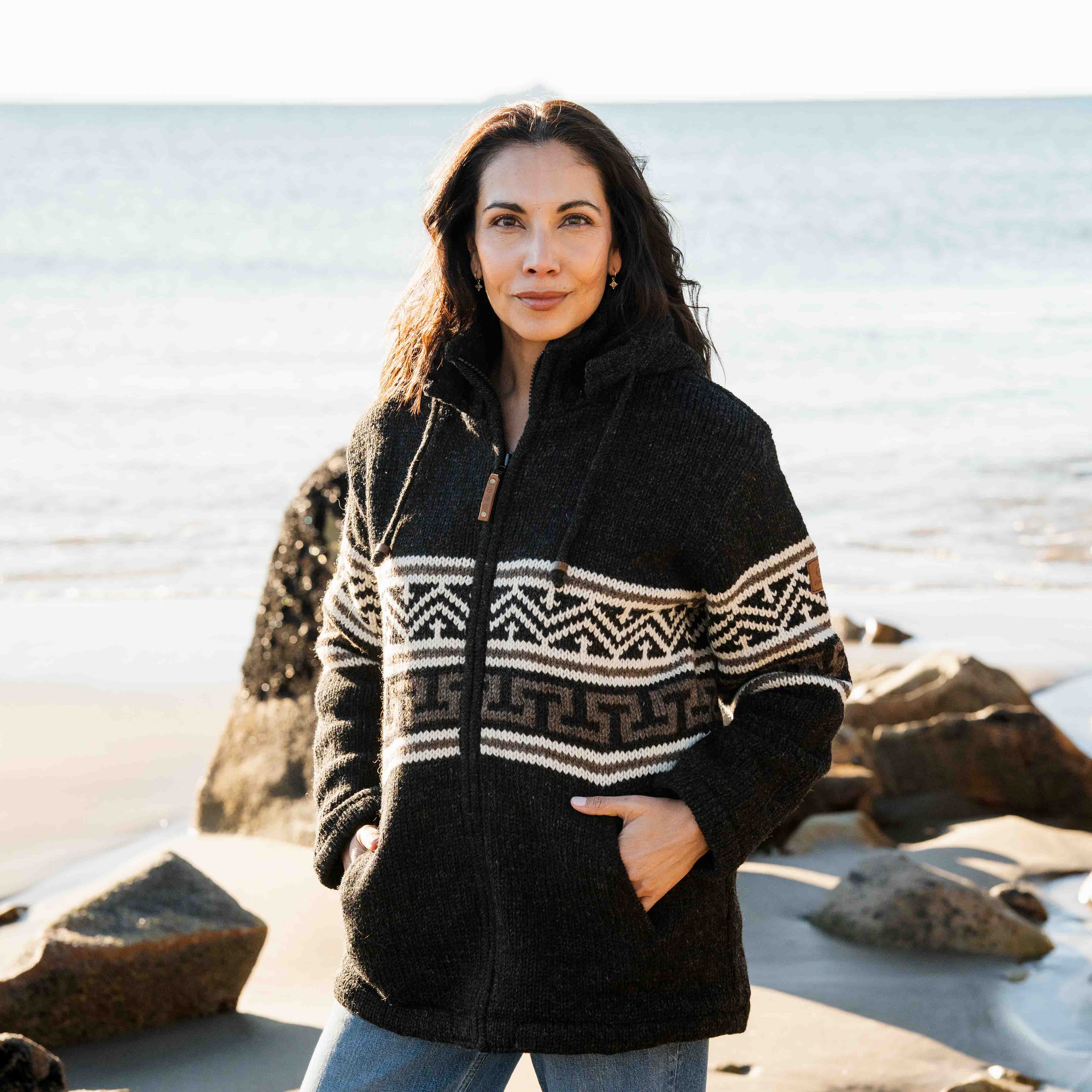 Womens Te Anau NZ Wool Jacket - Charcoal