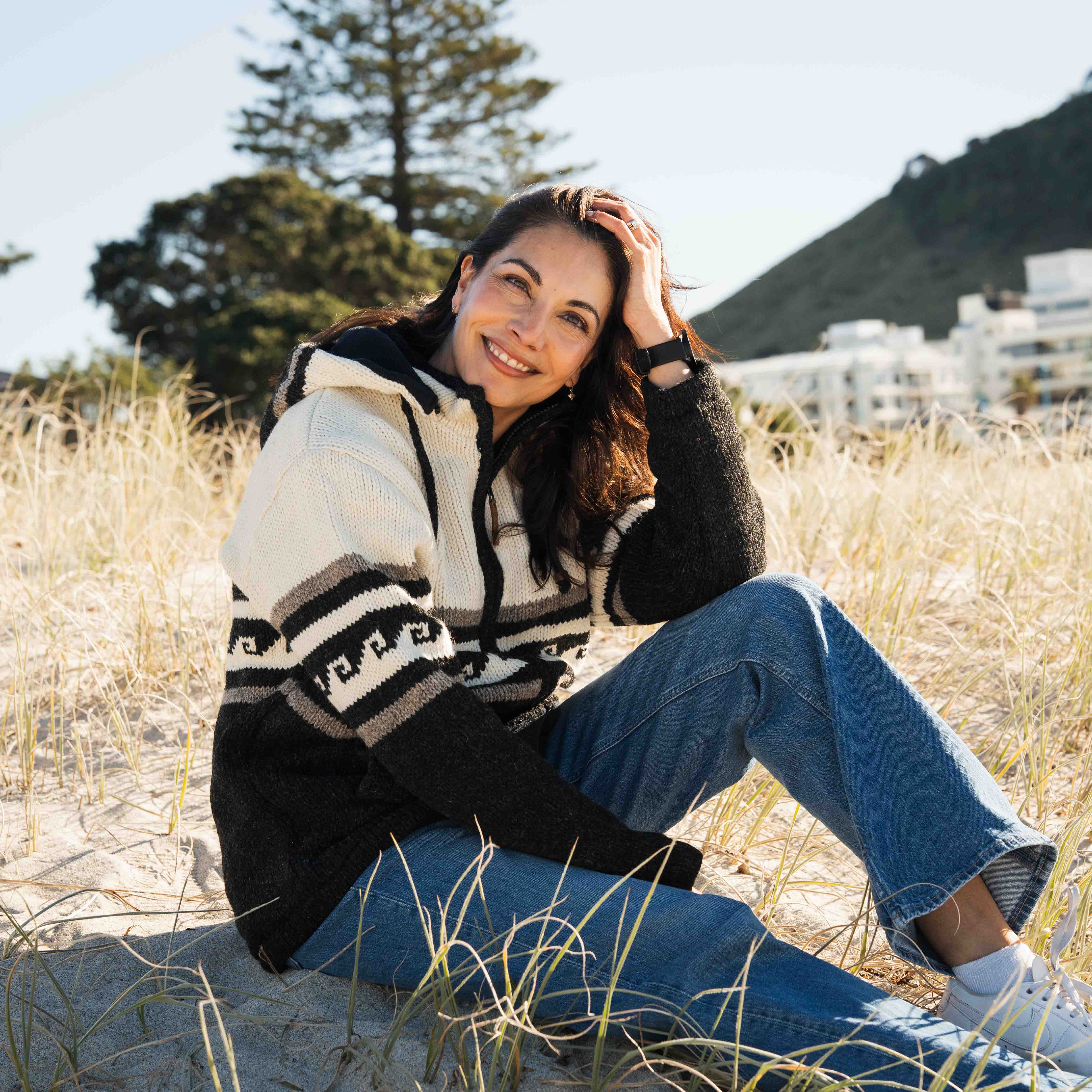 Womens Whale Bay NZ Wool Jacket - Cream Mix