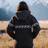 Womens Raglan Wave NZ Wool Jacket - Dark Natural Brown