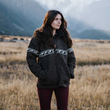 Womens Raglan Wave NZ Wool Jacket - Dark Natural Brown