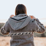 Womens Raglan Wave NZ Wool Jacket - Stone Grey