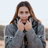 Womens Raglan Wave NZ Wool Jacket - Stone Grey