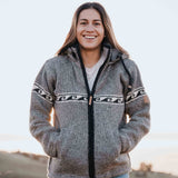 Womens Raglan Wave NZ Wool Jacket - Stone Grey