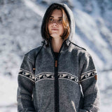 Womens Raglan Wave NZ Wool Jacket - Stone Grey