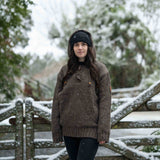 Womens Coastal NZ Wool Jersey - Dark Natural Brown