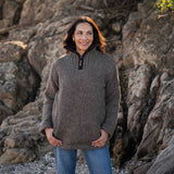 Womens Station Half Zip NZ Wool Jersey - Dark Natural Brown