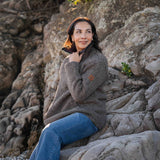 Womens Station Half Zip NZ Wool Jersey - Dark Natural Brown