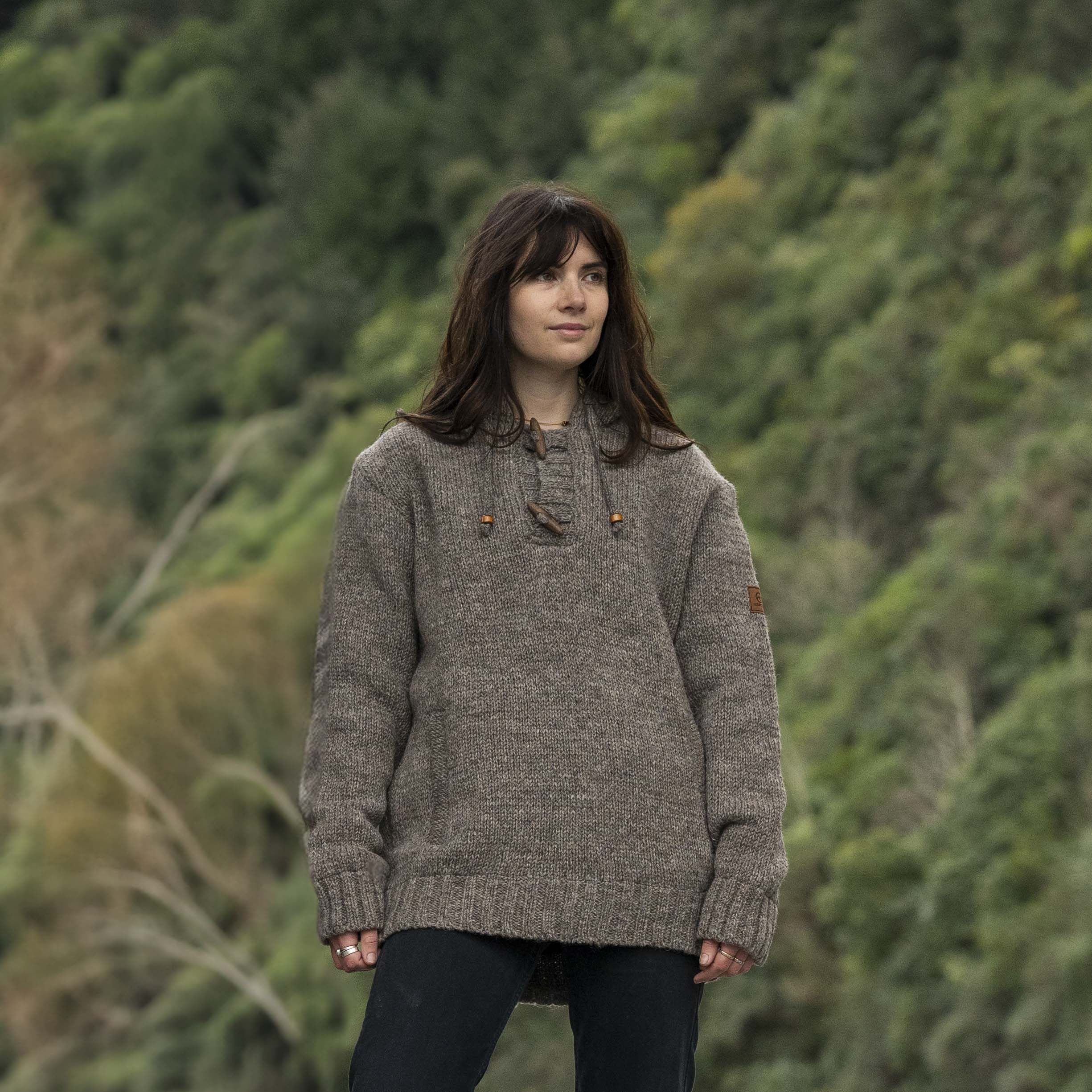 Womens Coastal NZ Wool Jersey - Natural Brown