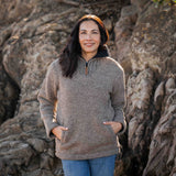 Womens Station Half Zip NZ Wool Jersey - Natural Brown