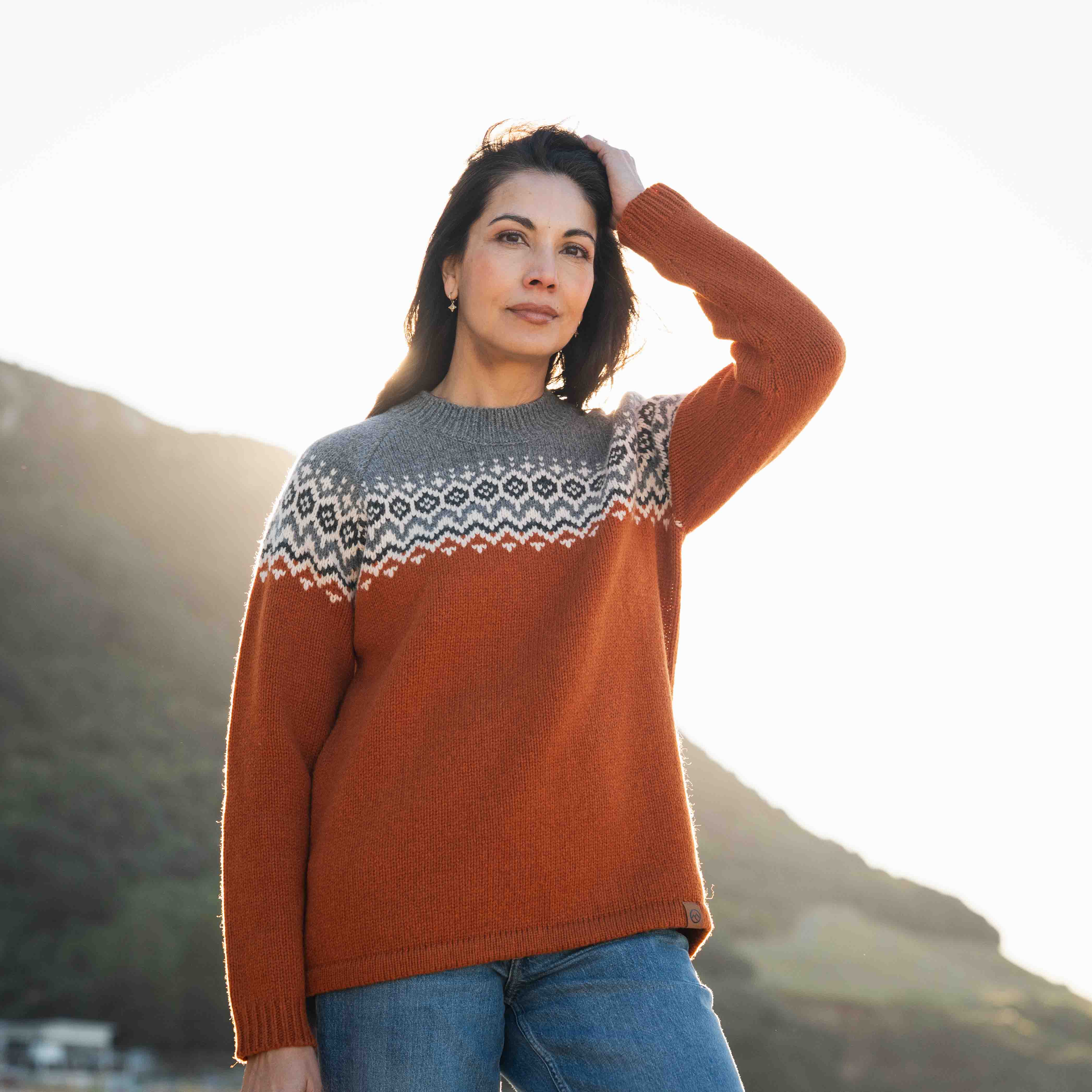 Womens Nordic Lambswool Jersey - Rust